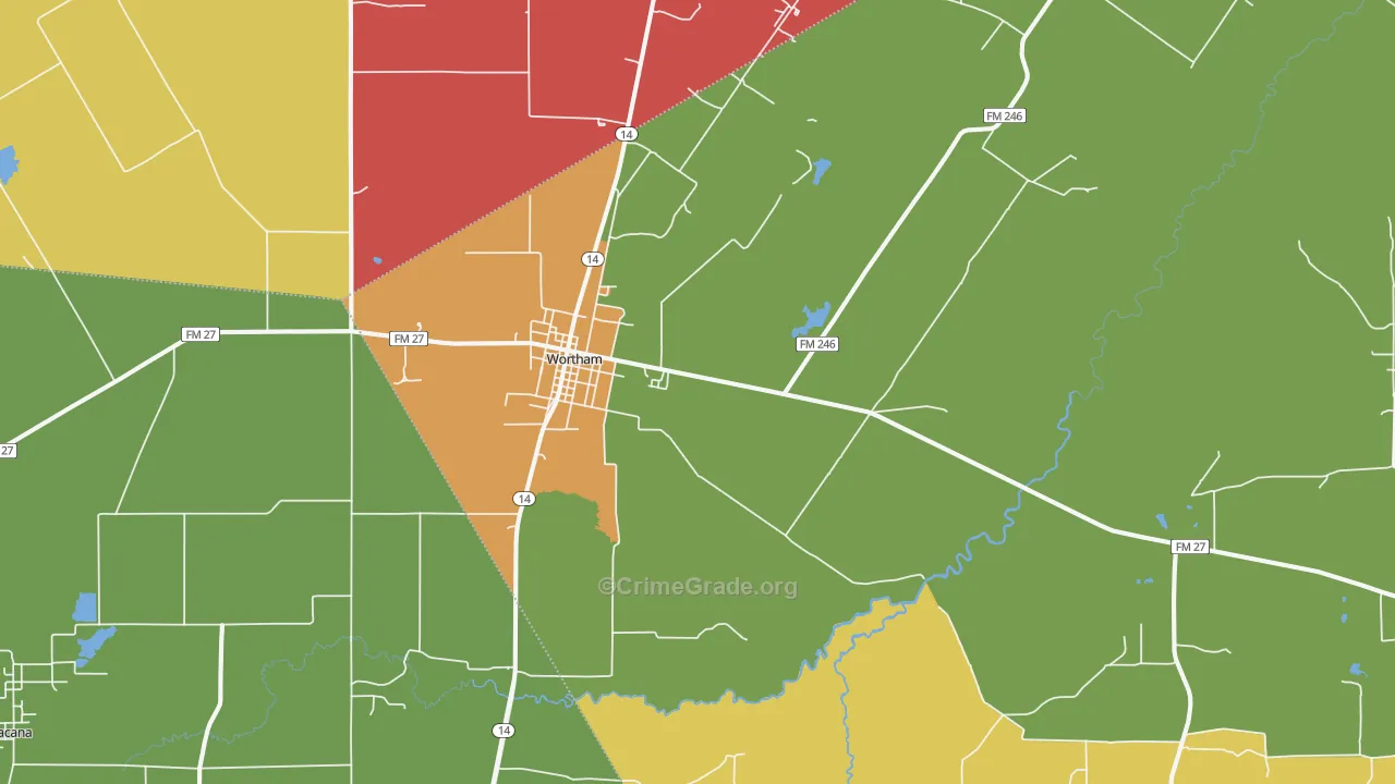 Wortham, TX Map of Assault Rates