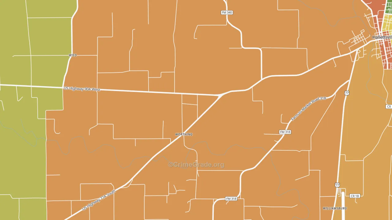 Worthing, TX Map of Assault Rates