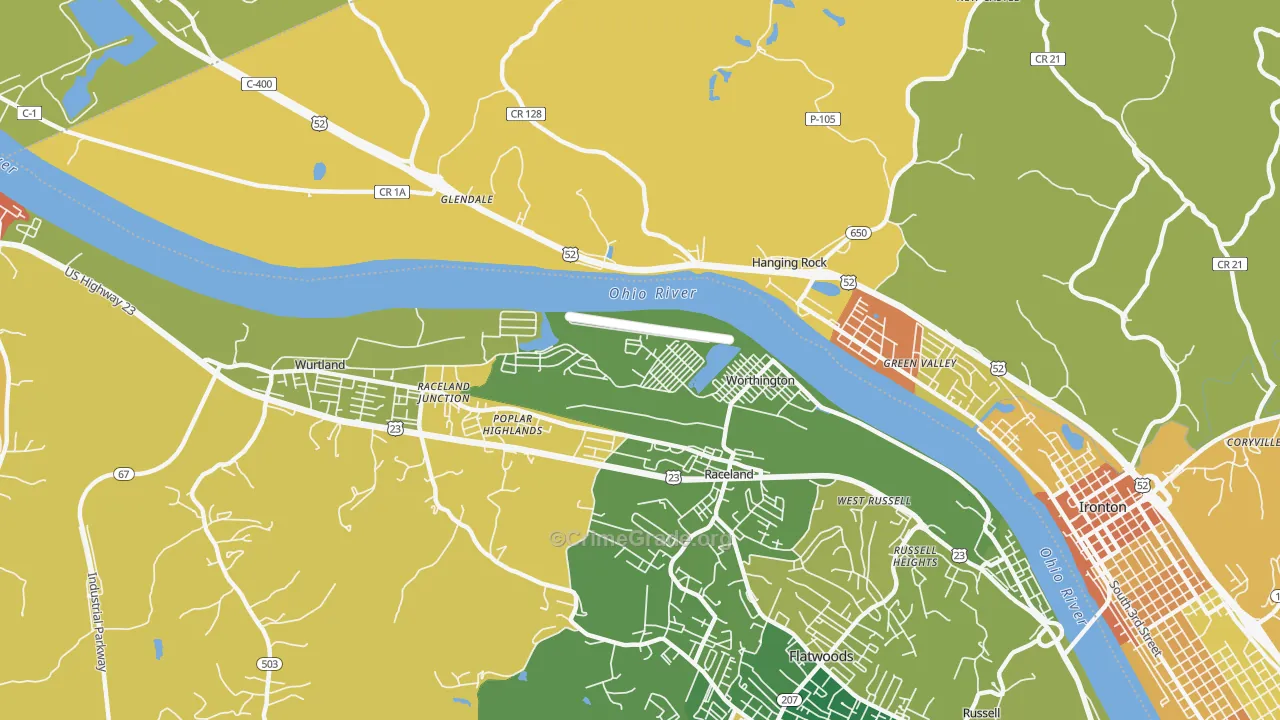 Worthington, KY Map of Assault Rates