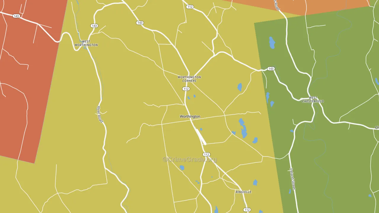 Worthington, MA Map of Assault Rates