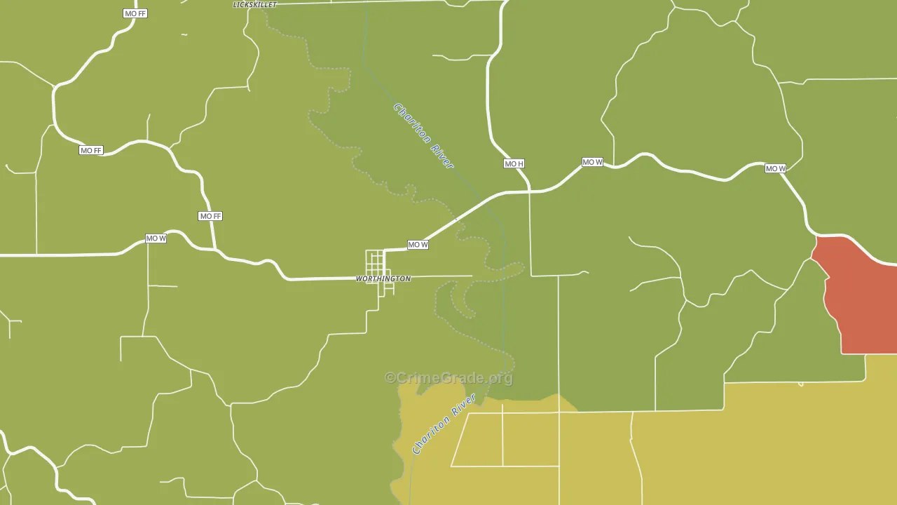 Worthington, MO Map of Assault Rates
