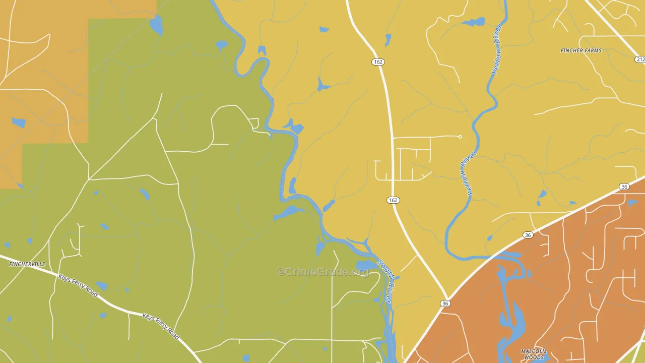 Worthville, GA Map of Assault Rates
