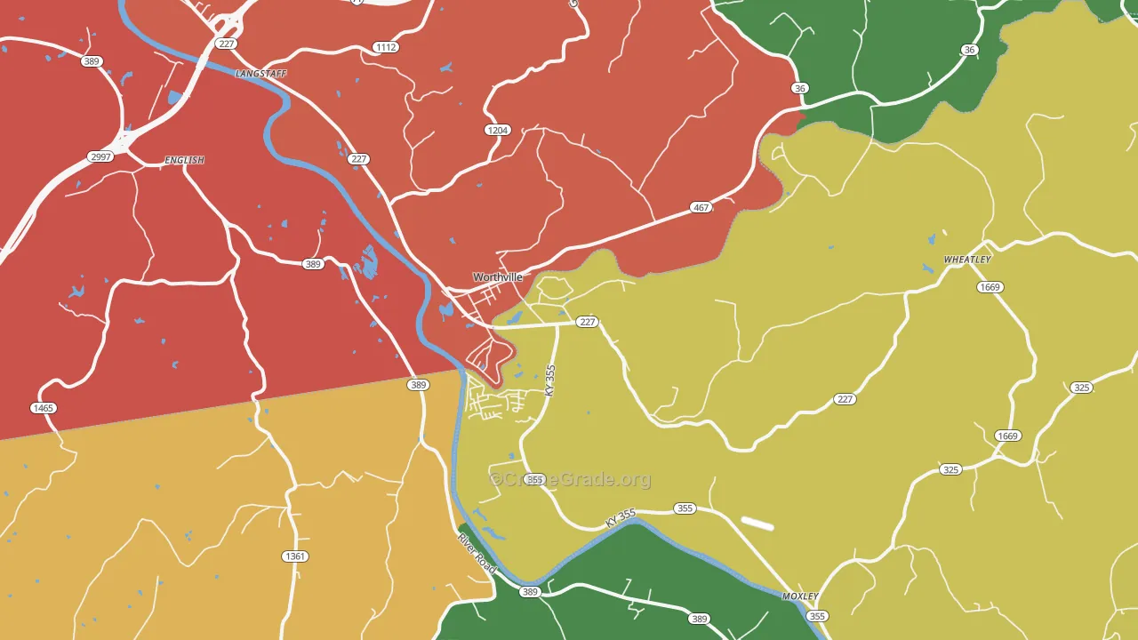 Worthville, KY Map of Assault Rates