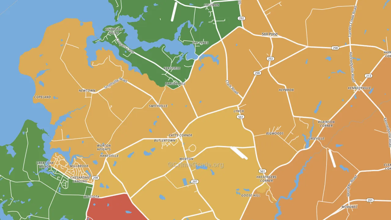 Worton, MD Map of Assault Rates