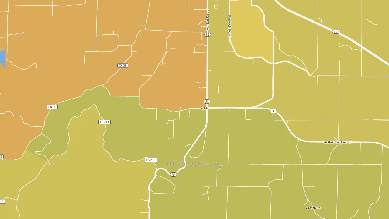 Wren, AL Map of Assault Rates