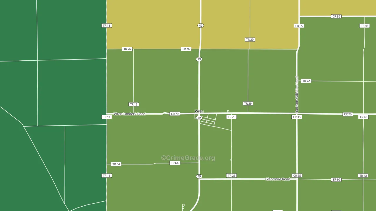 Wren, OH Map of Assault Rates
