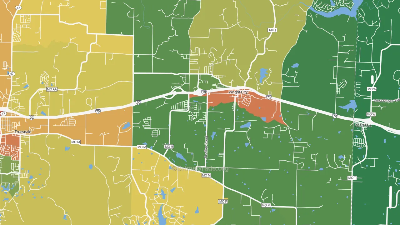 Wright City, MO Map of Assault Rates