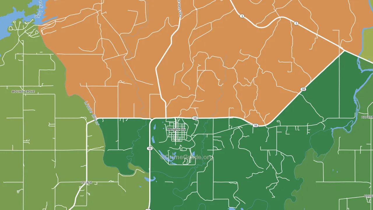 Wright City, OK Map of Assault Rates
