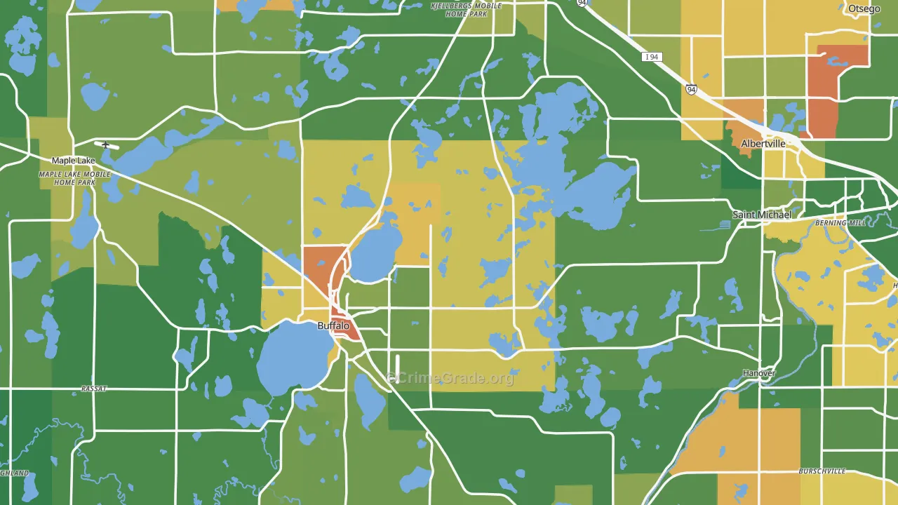Wright County, MN Map of Assault Rates