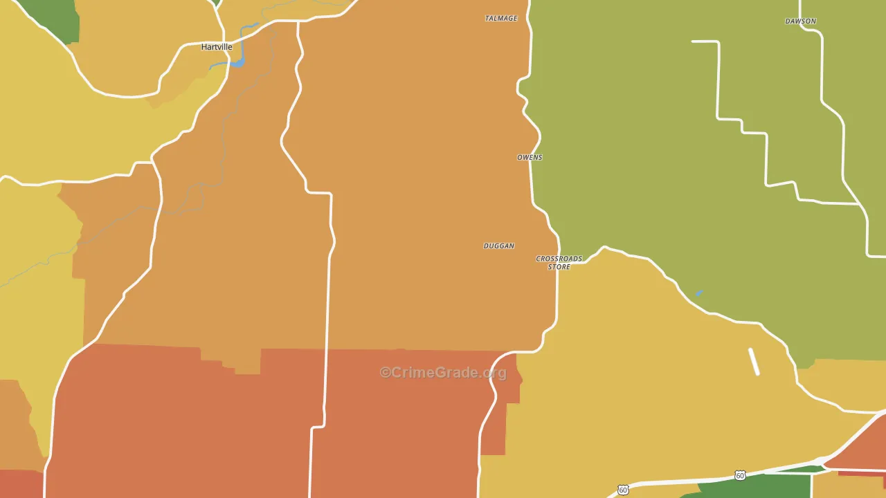 Wright County, MO Map of Assault Rates