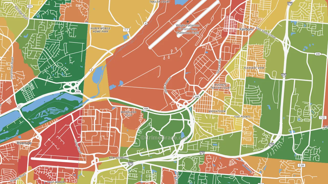 Wright-Patterson AFB, OH Map of Assault Rates
