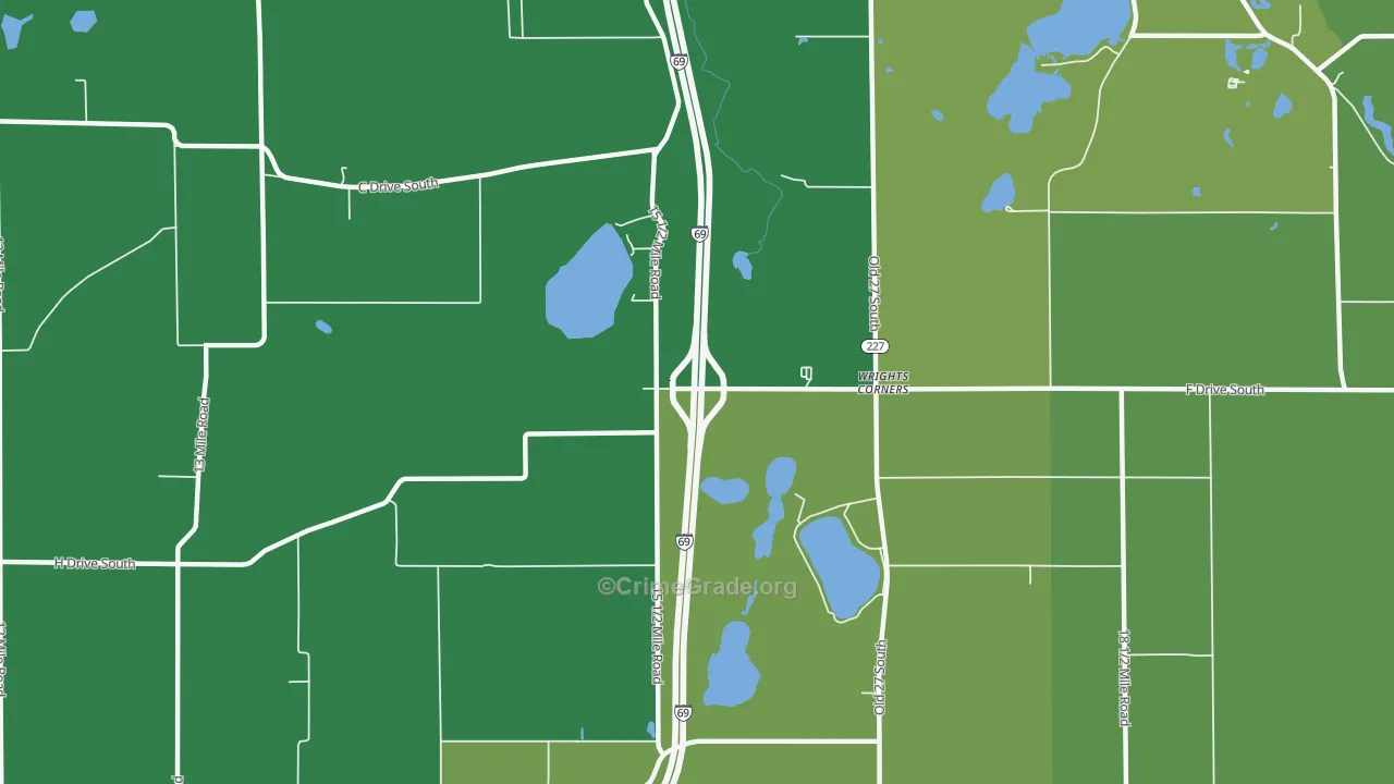 Wrights Corners, MI Map of Assault Rates