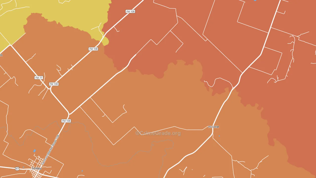 Wrightsboro, TX Map of Assault Rates