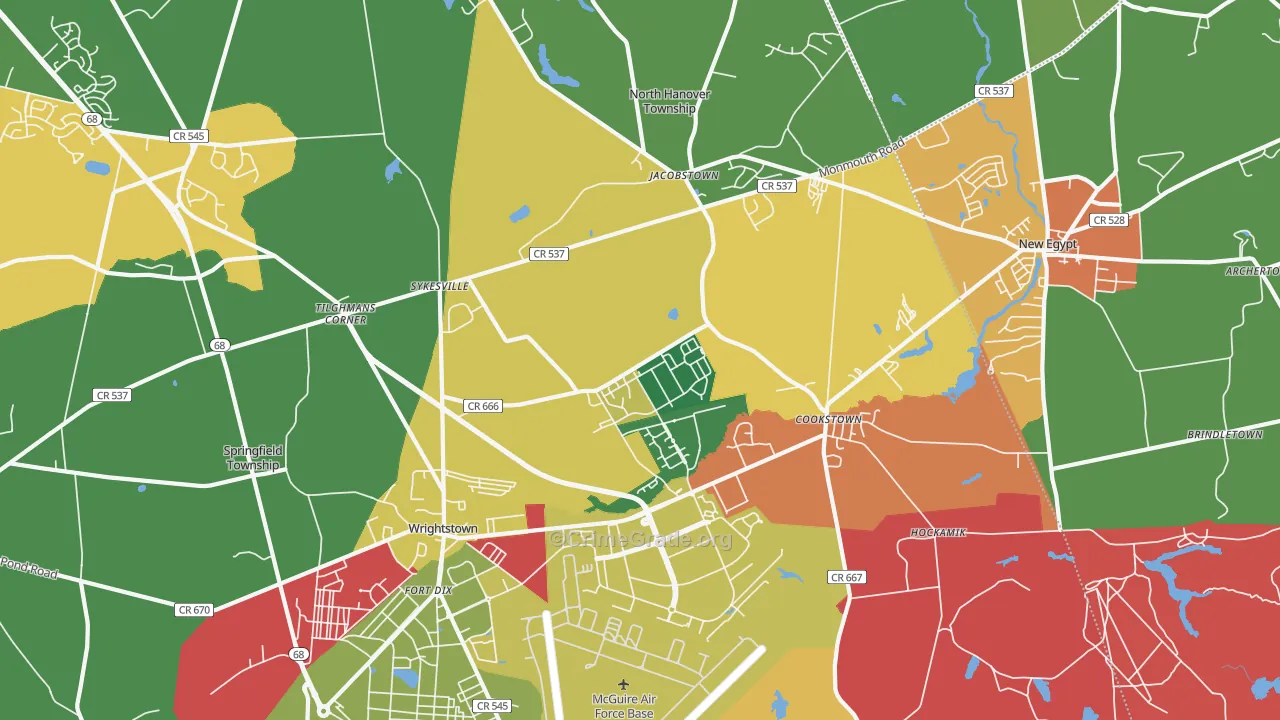 Wrightstown, NJ Map of Assault Rates