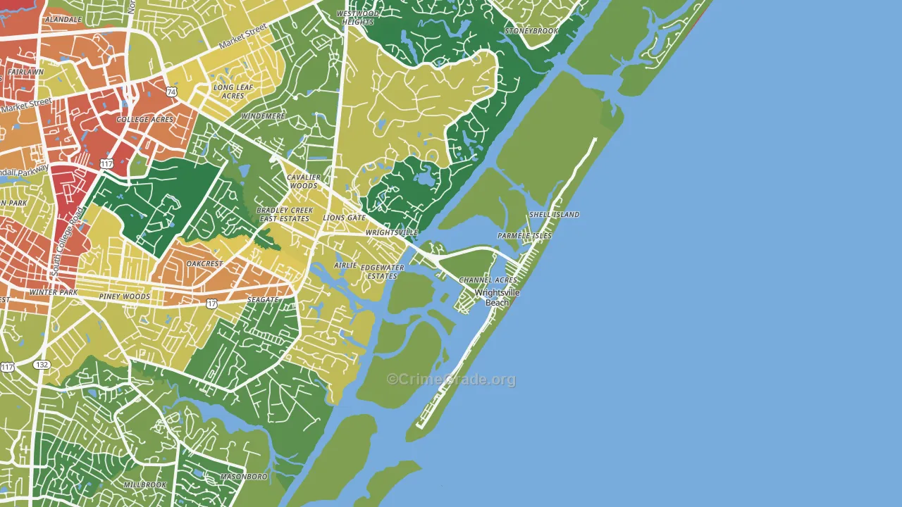 Wrightsville Beach, NC Map of Assault Rates