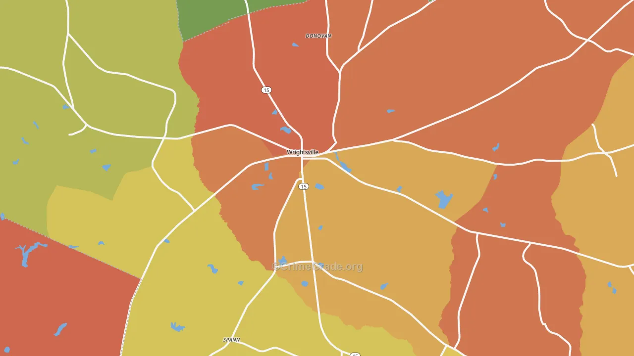 Wrightsville, GA Map of Assault Rates