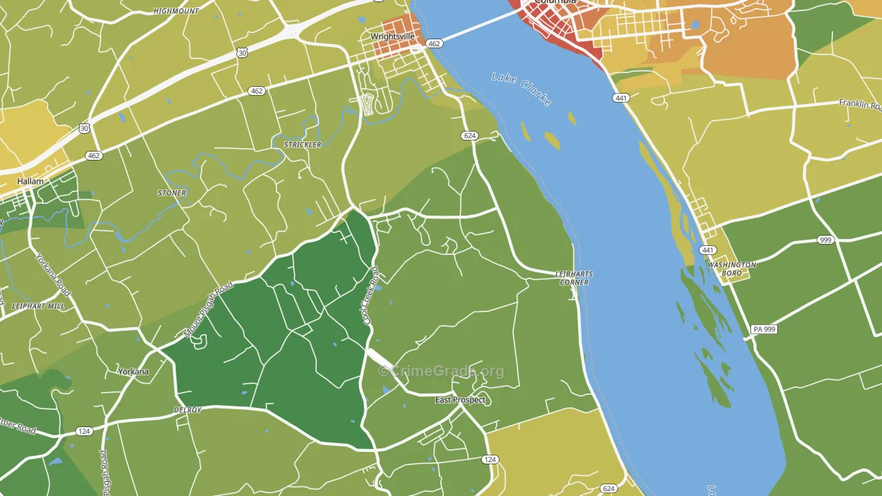 Wrightsville, PA Map of Assault Rates