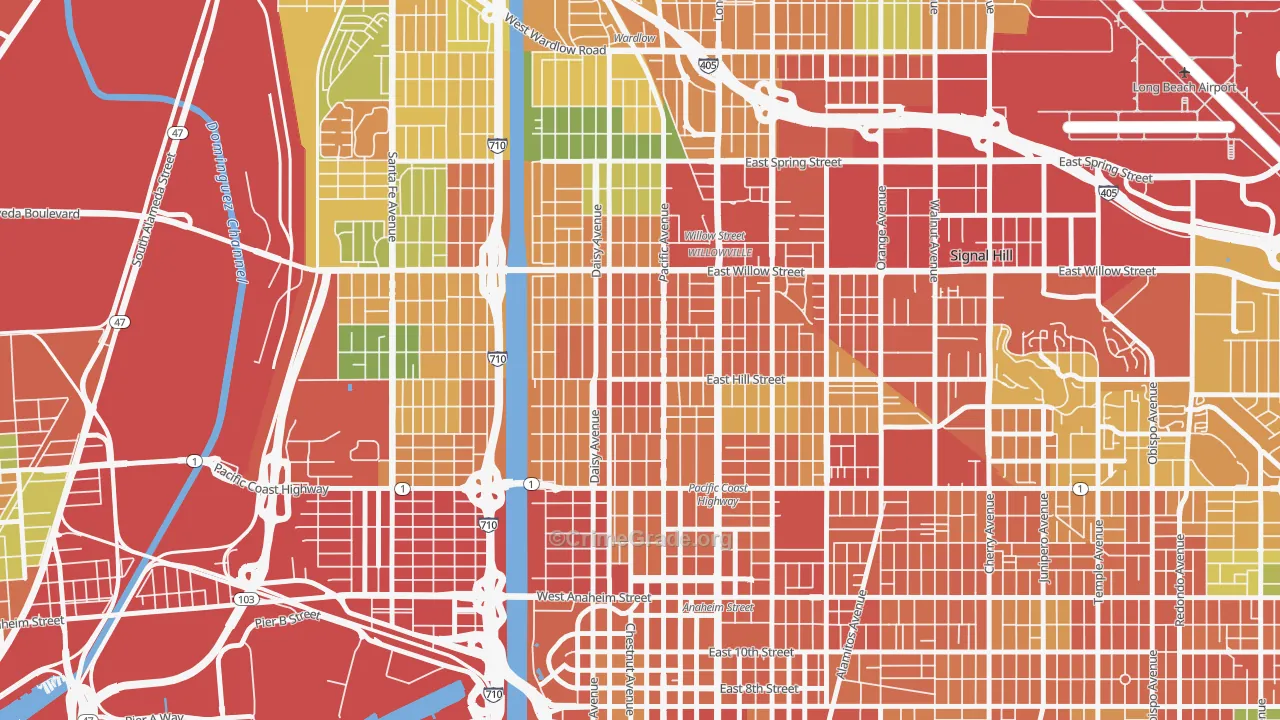 Wrigley, Long Beach, CA Map of Assault Rates