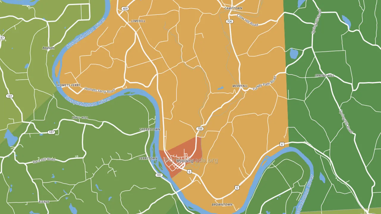 Wyalusing, PA Map of Assault Rates