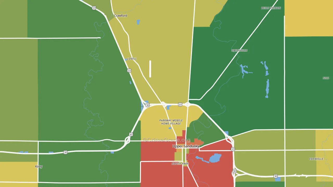 Wyandot County, OH Map of Assault Rates