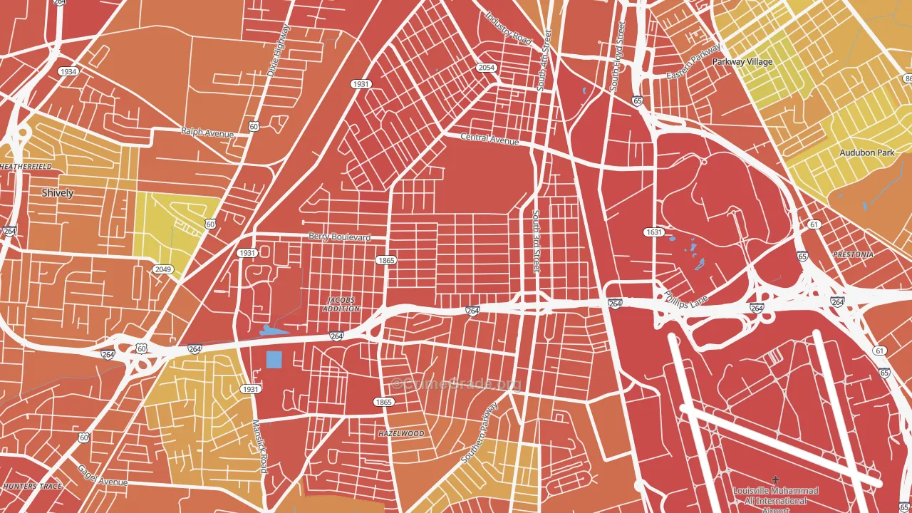 Wyandotte, Louisville, KY Map of Assault Rates