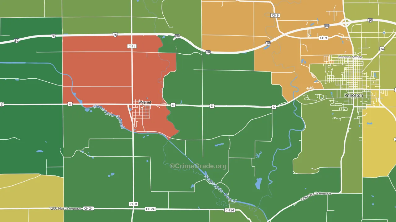 Wyanet, IL Map of Assault Rates