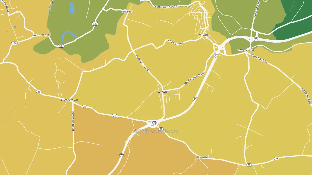 Wyano, PA Map of Assault Rates