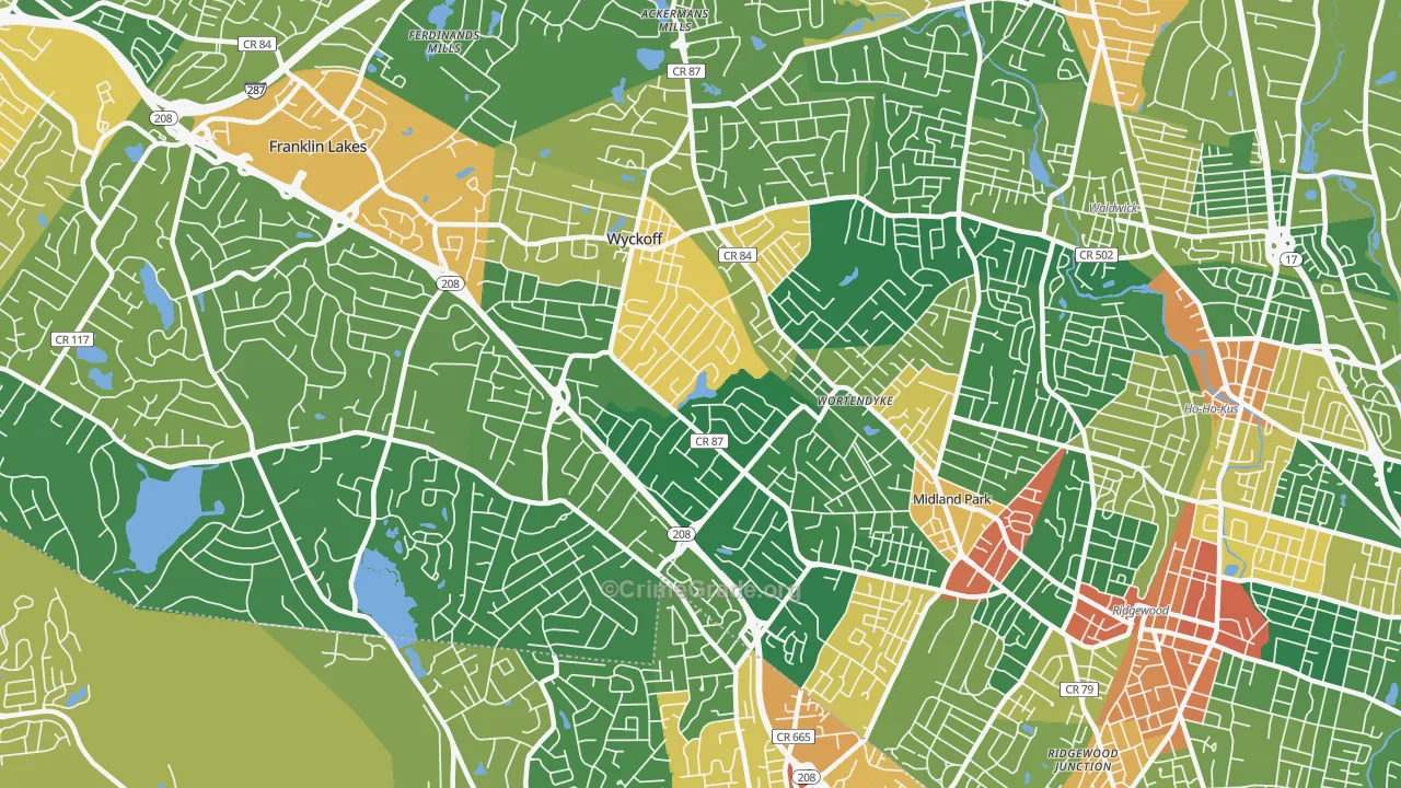 Wyckoff, NJ Map of Assault Rates
