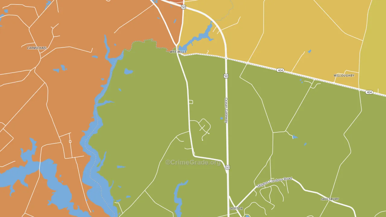 Wye Mills, MD Map of Assault Rates