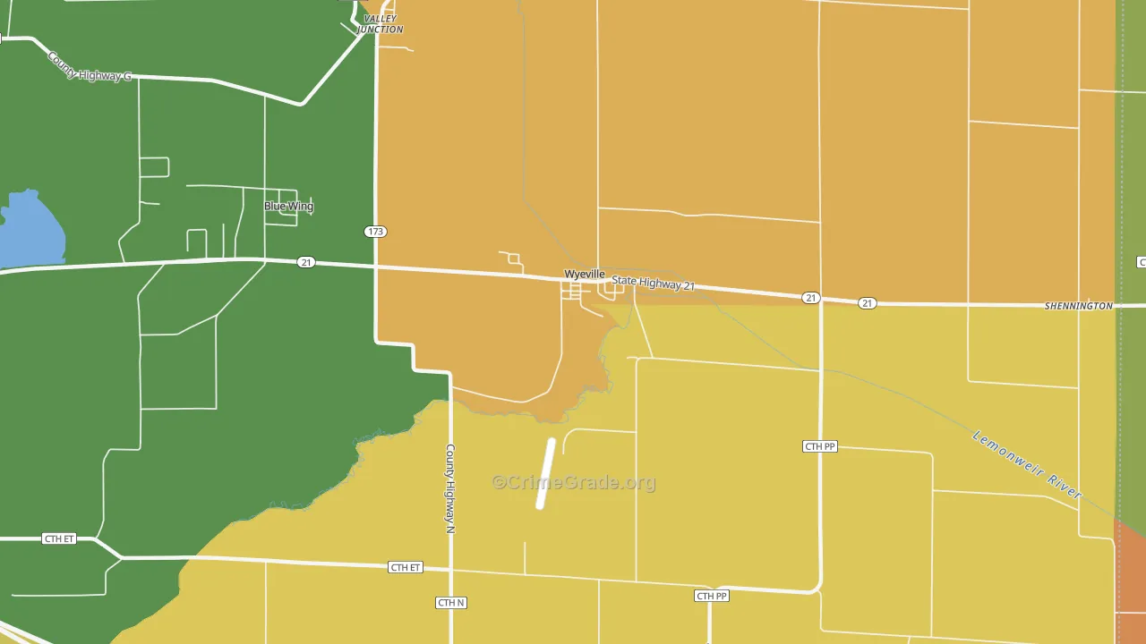 Wyeville, WI Map of Assault Rates