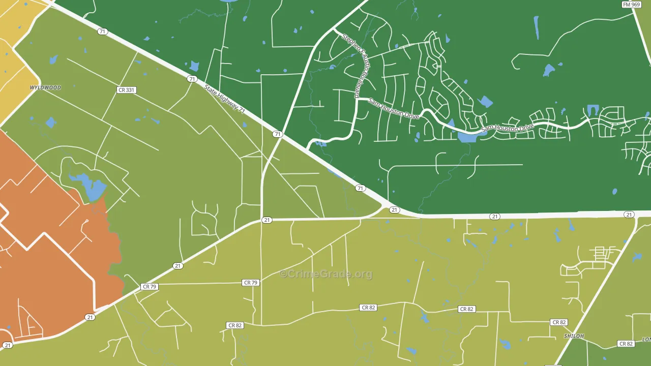Wyldwood, TX Map of Assault Rates