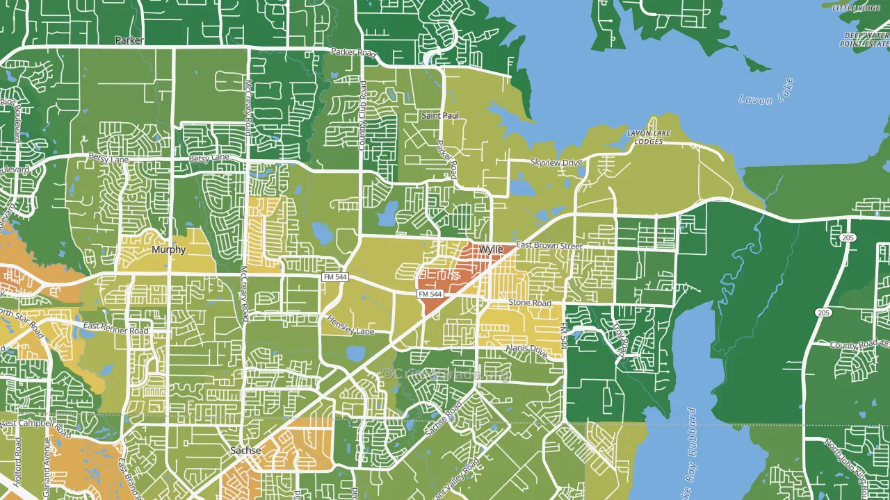 Wylie, TX Map of Assault Rates
