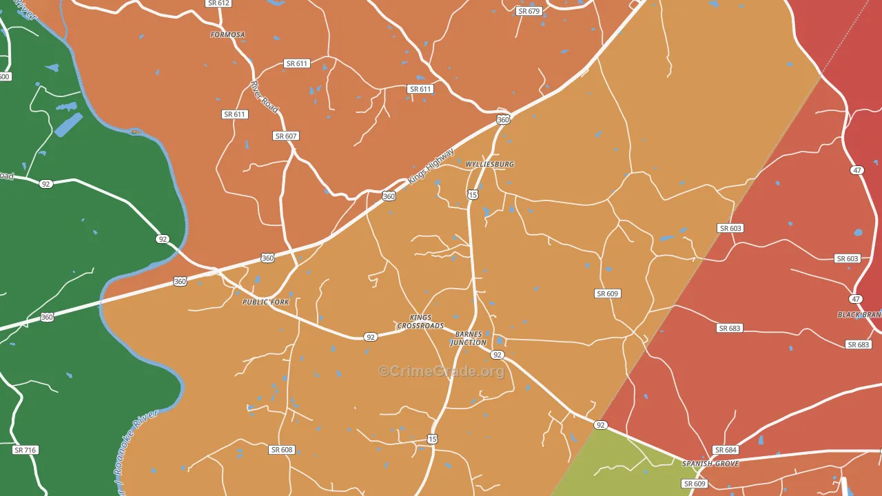 Wylliesburg, VA Map of Assault Rates