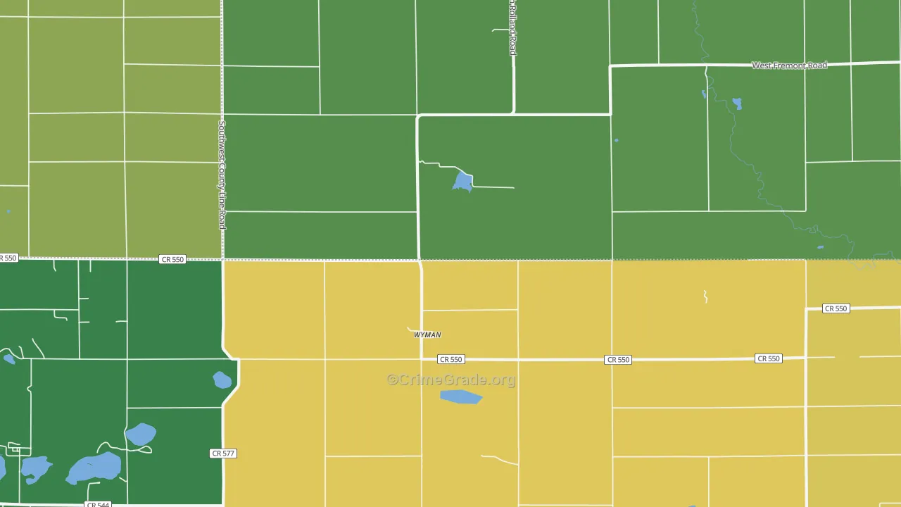 Wyman, MI Map of Assault Rates