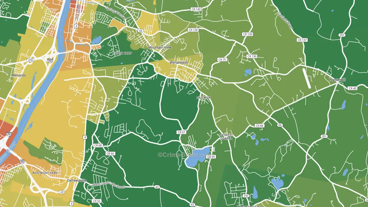 Wynantskill, NY Map of Assault Rates