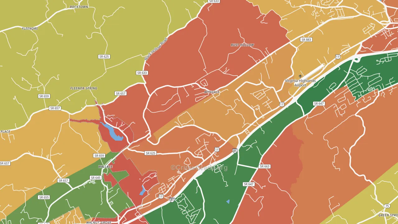 Wyndale, VA Map of Assault Rates