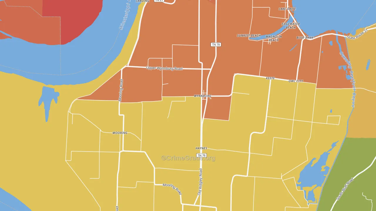 Wynnburg, TN Map of Assault Rates