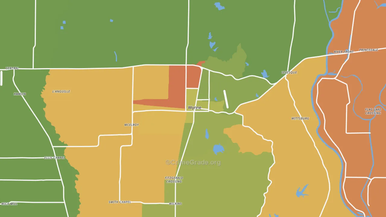 Wynne, AR Map of Assault Rates