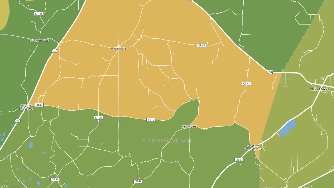 Wynnville, AL Map of Assault Rates