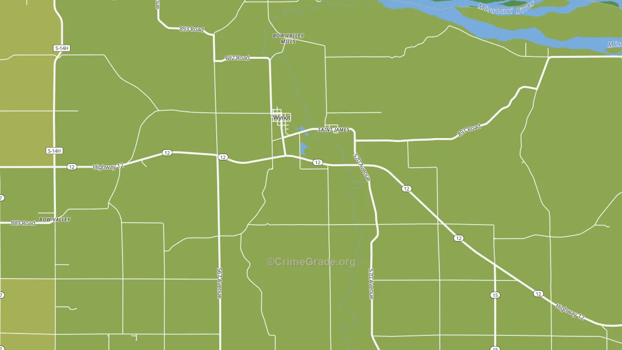 Wynot, NE Map of Assault Rates