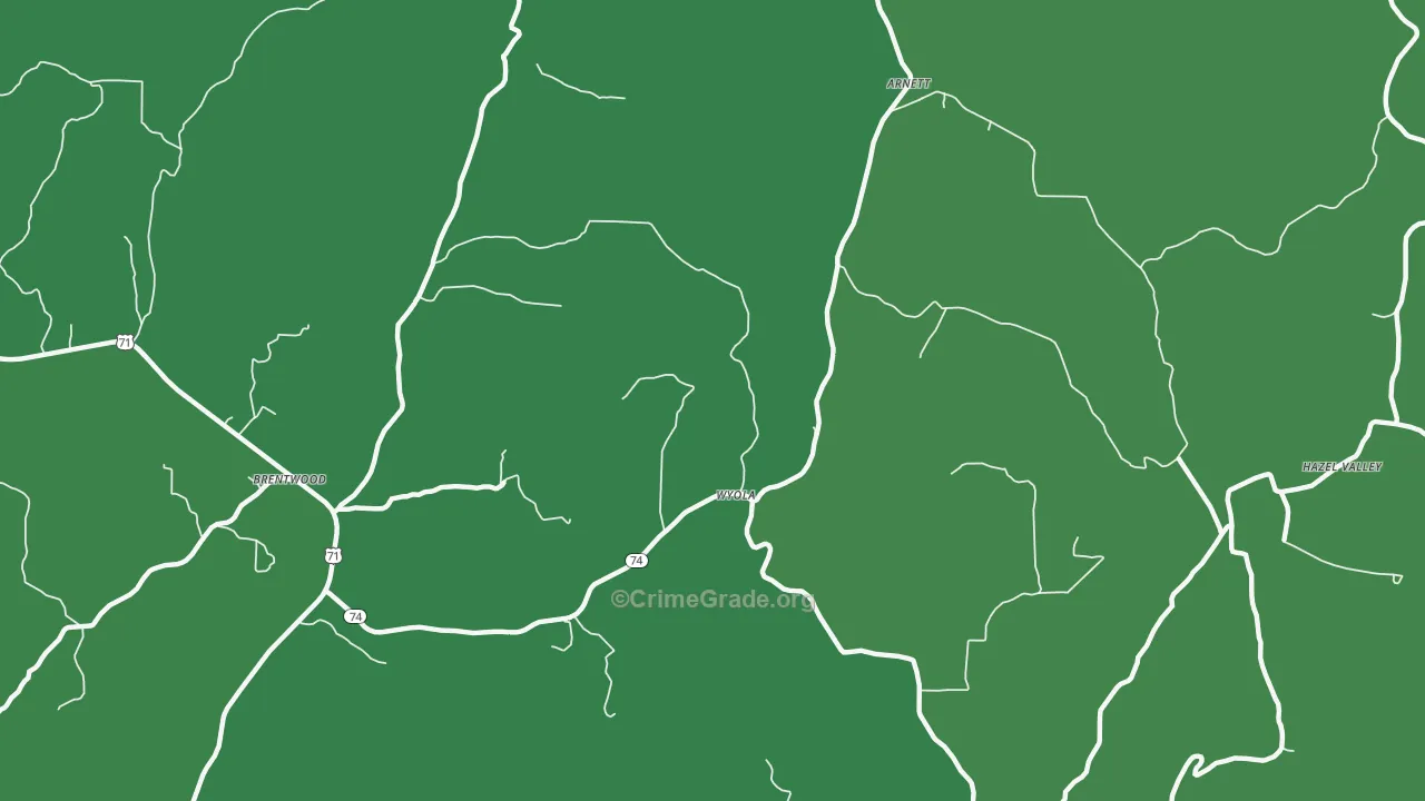 Wyola, AR Map of Assault Rates