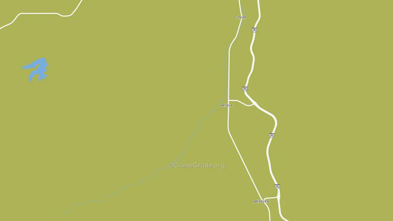 Wyola, MT Map of Assault Rates