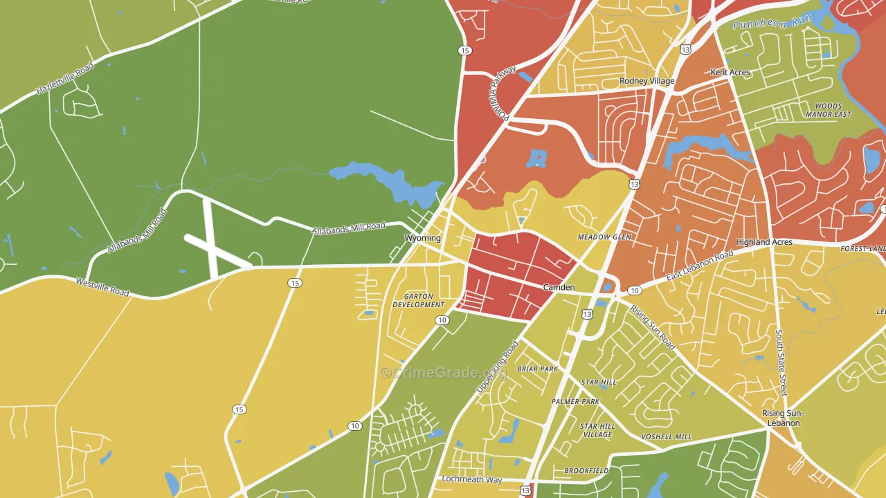 Wyoming, DE Map of Assault Rates