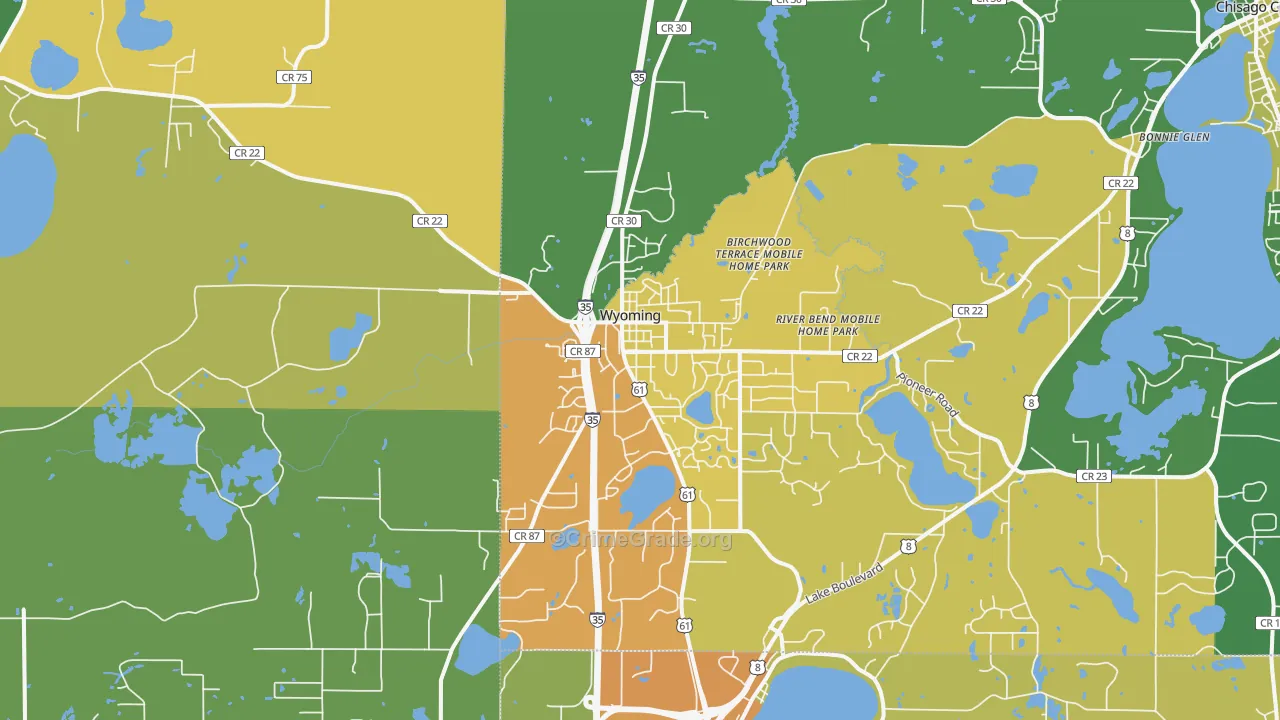 Wyoming, MN Map of Assault Rates