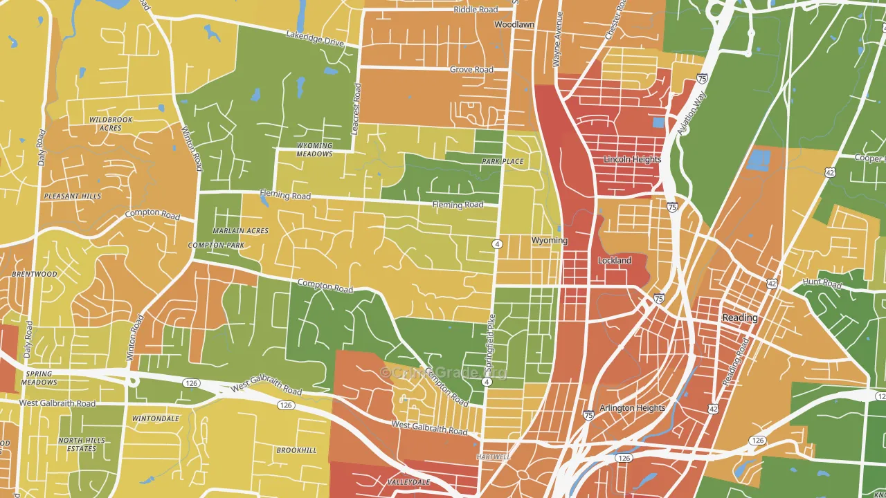Wyoming, OH Map of Assault Rates