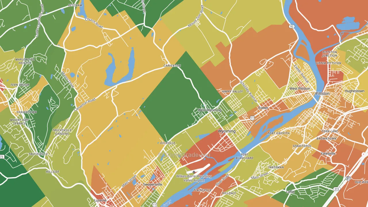 Wyoming, PA Map of Assault Rates