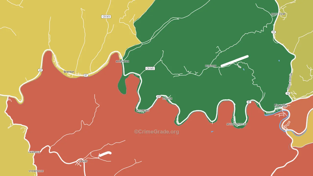 Wyoming, WV Map of Assault Rates