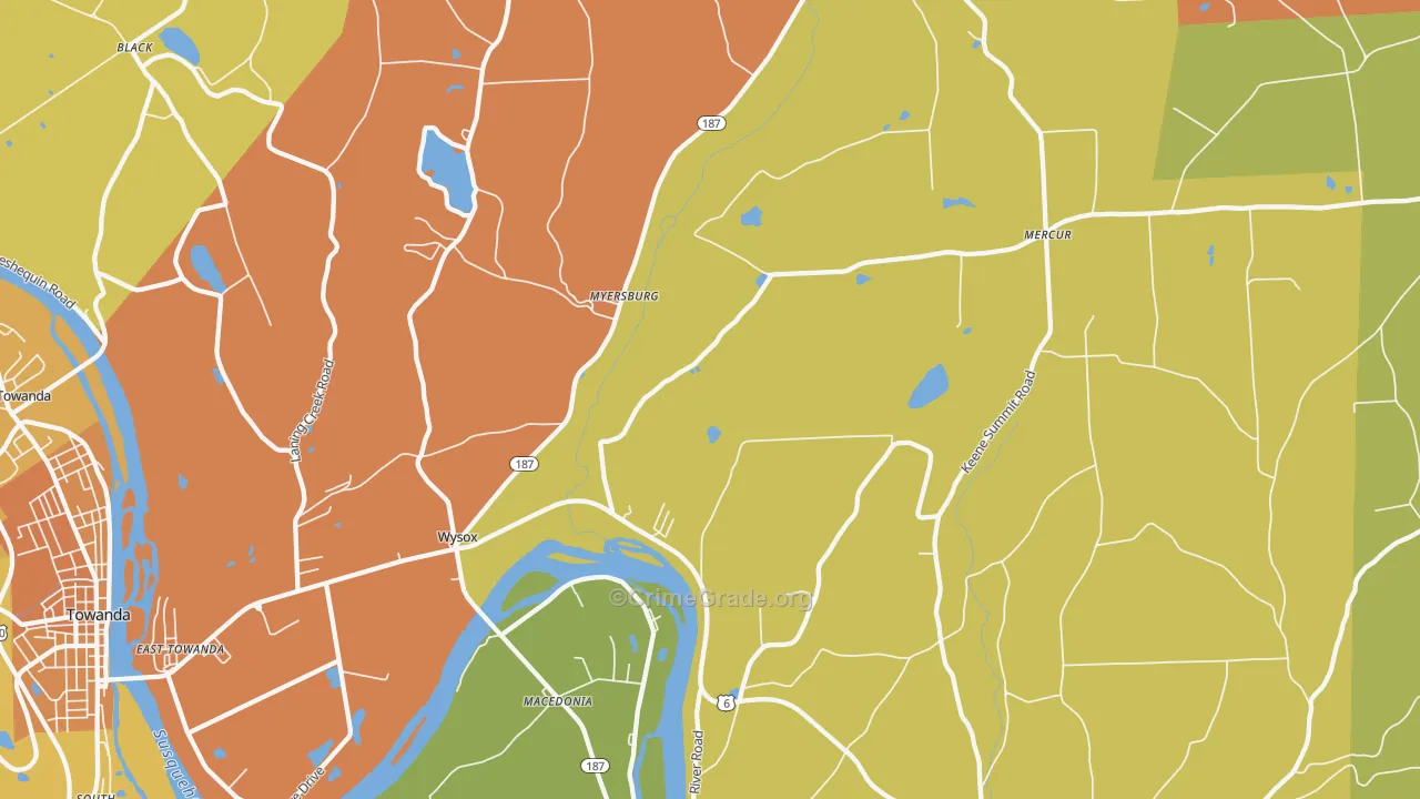 Wysox, PA Map of Assault Rates