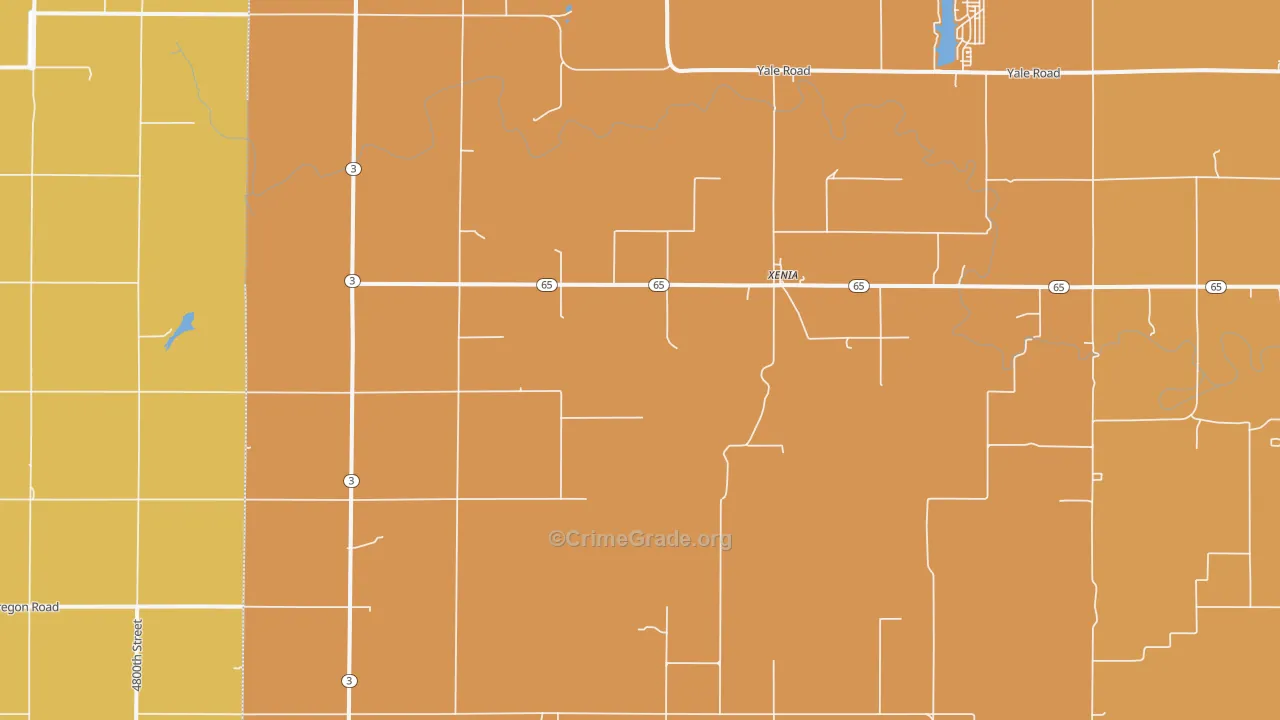 Xenia, KS Map of Assault Rates