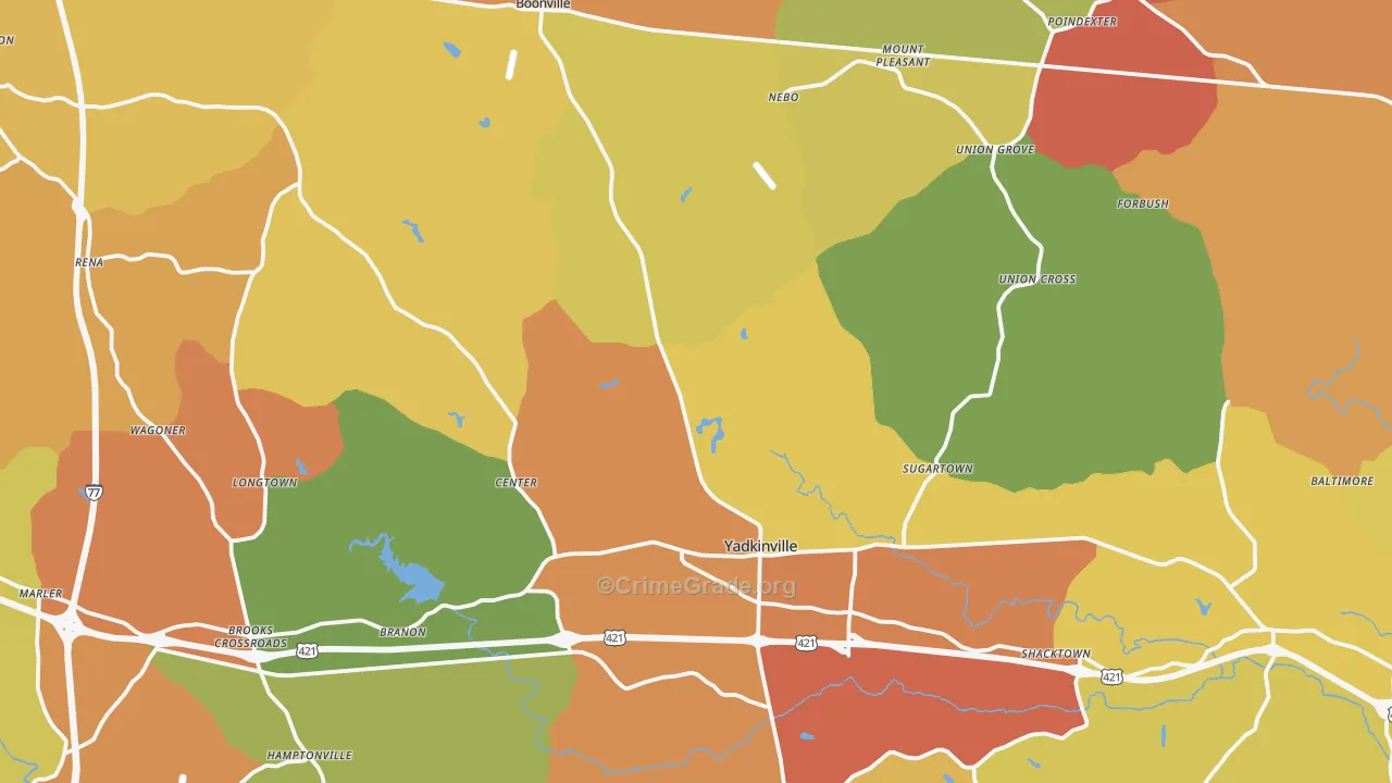 Yadkin County, NC Map of Assault Rates